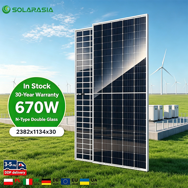 JA Solar Panels Topcon Bifacial 645W 650W 660W 665W 670W Mono Crystalline n Type High Power Solar Panel for Residential Home