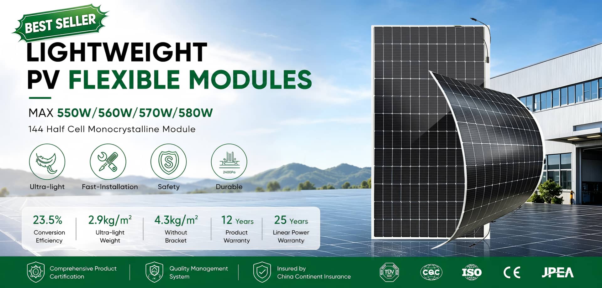 pancarta de paneles solares flexibles